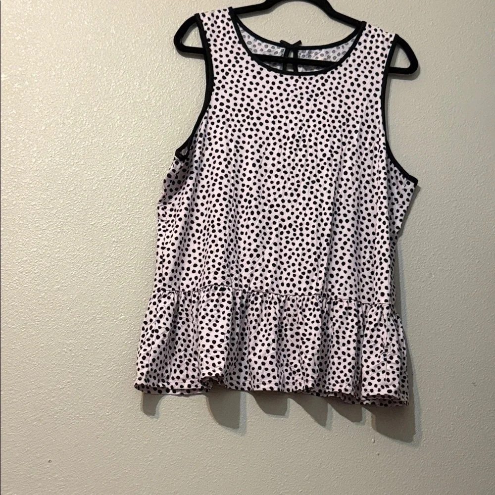 kate spade White Polka Dot Peplum Sleeveless Top